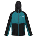 Black-Pacific Green - Front - Regatta Mens Britedale Colour Block Waterproof Jacket