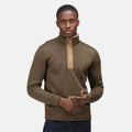 Dark Khaki - Side - Regatta Mens Galador Half Zip Fleece Top