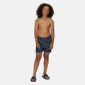 Navy - Back - Regatta Boys Skander II Shark Swim Shorts