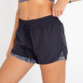 Black-White - Lifestyle - Dare 2B Womens-Ladies Sprint Up 2 in 1 Shorts