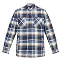 Navy-Gold Sand - Front - Regatta Mens Thamos Checked Long-Sleeved Shirt