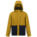 Yellow Gold-Navy - Front - Regatta Mens Feelding Colour Block Waterproof Bomber Jacket