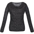 Black-Storm Grey - Front - Regatta Womens-Ladies Frayda Animal Print Cowl Neck Top