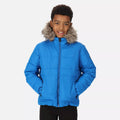 Blue - Pack Shot - Regatta Childrens-Kids Faux Fur Trim Parka