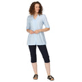 Powder Blue - Pack Shot - Regatta Womens-Ladies Nemora Ticking Stripe Cotton Blouse