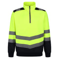 Yellow-Navy - Front - Regatta Mens Pro Hi-Vis Quarter Zip Top