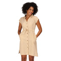 Sesame-Linen - Pack Shot - Regatta Womens-Ladies Rura Lightweight Button Detail Shirt Dress