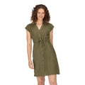 Four Leaf Clover-Linen - Pack Shot - Regatta Womens-Ladies Rura Lightweight Button Detail Shirt Dress