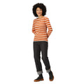 Burnt Copper-Light Vanilla - Pack Shot - Regatta Womens-Ladies Federica Stripe Long-Sleeved T-Shirt