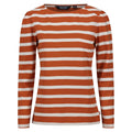 Burnt Copper-Light Vanilla - Front - Regatta Womens-Ladies Federica Stripe Long-Sleeved T-Shirt