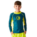 Moroccan Blue-Citron Lime - Lifestyle - Regatta Childrens-Kids Hoku II Contrast Detail Swim Top