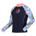 Navy - Side - Regatta Womens-Ladies Abstract Floral Long-Sleeved Rash Top