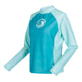 Tahoe Blue-Aqua Splash - Back - Regatta Womens-Ladies Long-Sleeved Rash Top