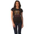 Black - Front - Queen Womens-Ladies Classic Crest Cotton T-Shirt