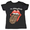 Black - Front - The Rolling Stones Womens-Ladies Leopard Tongue Cotton T-Shirt