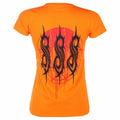 Orange - Back - Slipknot Womens-Ladies Winged Devil Cotton T-Shirt