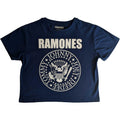 Denim Blue - Front - Ramones Womens-Ladies Presidential Seal Crop Top