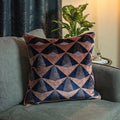 Blush-Navy - Back - Paoletti Leveque Jacquard Velvet Cushion Cover