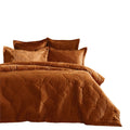 Rust - Front - Paoletti Palmeria Velvet Quilted Duvet Cover Set