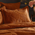 Rust - Back - Paoletti Palmeria Velvet Quilted Duvet Cover Set