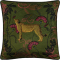 Khaki Green-Gold-Black - Front - Paoletti Tropica Cheetah Cushion Cover