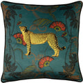 Teal-Green-Gold - Front - Paoletti Tropica Cheetah Cushion Cover