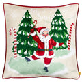 Cream-Maroon - Front - Furn Let It Snow Santa Claus Christmas Cushion Cover