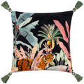 Noir - Front - Wylder Midnight Jungle Velvet Tassel Cushion Cover