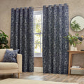 Midnight - Pack Shot - Wylder Bali Jacquard Botanical Eyelet Curtains