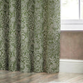 Olive - Back - Wylder Bali Jacquard Botanical Eyelet Curtains