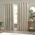 Natural - Front - Wylder Bali Jacquard Botanical Eyelet Curtains