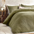 Olive - Back - Yard Bouclé Textured Duvet Cover Set