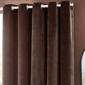 Brown - Back - Yard Chenille Velvet Eyelet Curtains