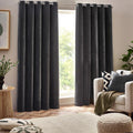 Charcoal - Front - Yard Chenille Velvet Eyelet Curtains