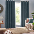 Marine - Front - Yard Chenille Velvet Eyelet Curtains