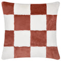 Rust - Front - Heya Home Cozee Faux Fur Checked Cushion Cover