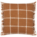 Ginger-Natural - Front - Yard Beni Fringed Checked Cushion Cover