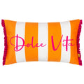 Orange-Pink - Front - Furn Dolce Vita Velvet Stripe Cushion Cover