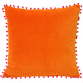 Orange-Fuchsia - Front - Riva Home Velvet Pompom Cushion Cover