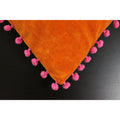 Orange-Fuchsia - Back - Riva Home Velvet Pompom Cushion Cover