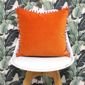 Orange-Fuchsia - Pack Shot - Riva Home Velvet Pompom Cushion Cover