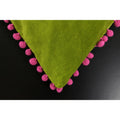 Green-Fuchsia - Back - Riva Home Velvet Pompom Cushion Cover