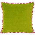 Green-Fuchsia - Front - Riva Home Velvet Pompom Cushion Cover