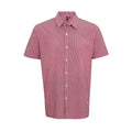 Red-White - Front - Premier Mens Gingham Cotton Short-Sleeved Shirt