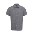 Black-White - Front - Premier Mens Gingham Cotton Short-Sleeved Shirt