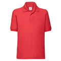 Red - Front - Fruit of the Loom Childrens-Kids 65-35 Plain Pique Polo Shirt