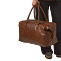 Tan - Back - Quadra Nuhide Weekender Duffle Bag