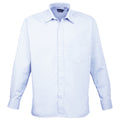 Light Blue - Front - Premier Mens Premier Poplin Long-Sleeved Formal Shirt