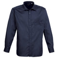 Navy - Front - Premier Mens Premier Poplin Long-Sleeved Formal Shirt