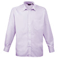 Lilac - Front - Premier Mens Premier Poplin Long-Sleeved Formal Shirt